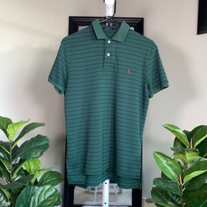 Dark Green Strip Polo Ralph Lauren Collard Shirt